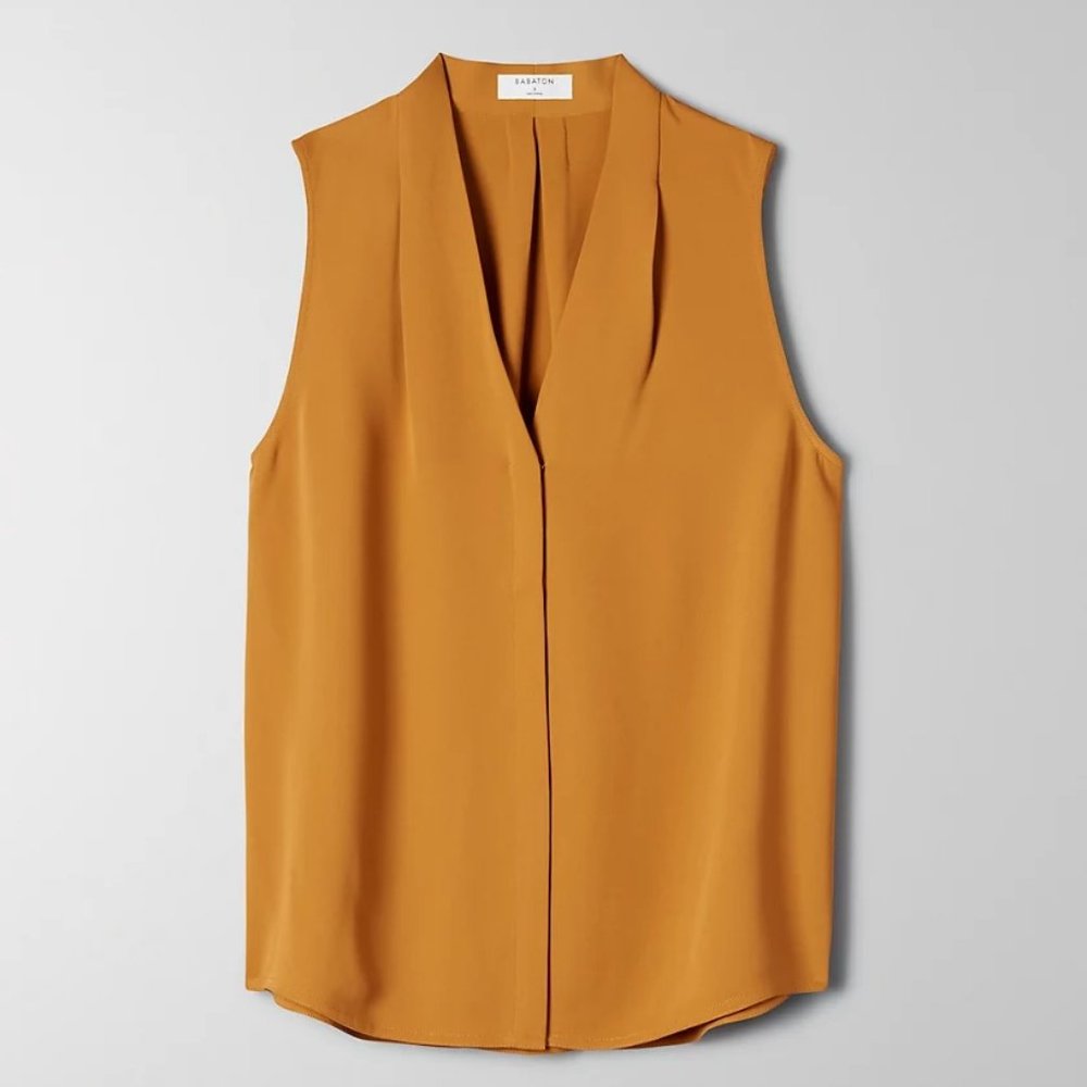 Aritzia | Babaton Sleeveless Power Blouse | Dark Mustard | Size S | Yellow